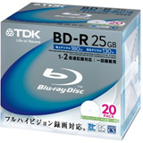 TDK 録画用ブルーレイディスク BD-R 2倍速記録対応 ハードコート仕様 20枚パック BRV25PWA20K 